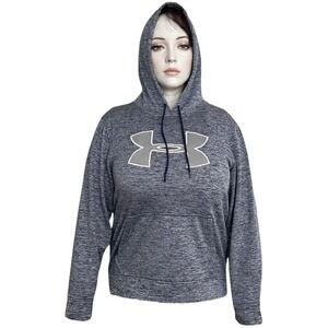 Under Armour Women Loose‎ Fit Hoodie Sweatshirt Blue Heather Gray Logo M
